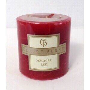 Vtg Claire Burke Pillar Candle Magical Red Scented Fragranced - 3 x 3 - 40 Hours